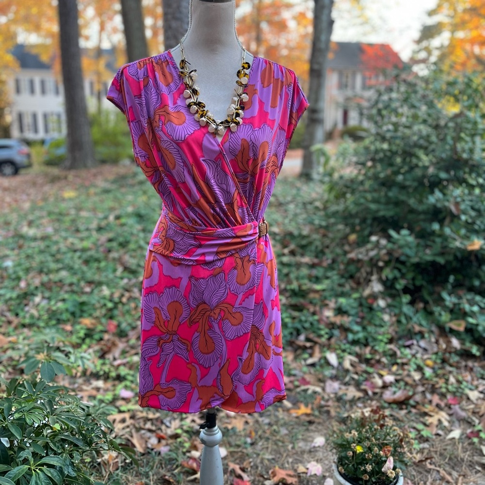 TIBI New York Pink & Lavender Print Wrap Dress, EUC, XS